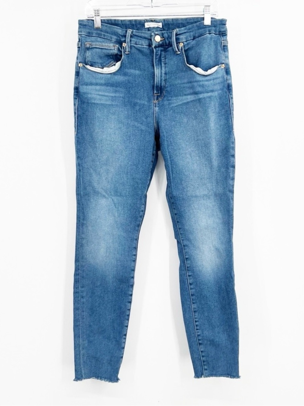 Good American Good Legs Skinny Jeans Raw Hem High Rise size 15